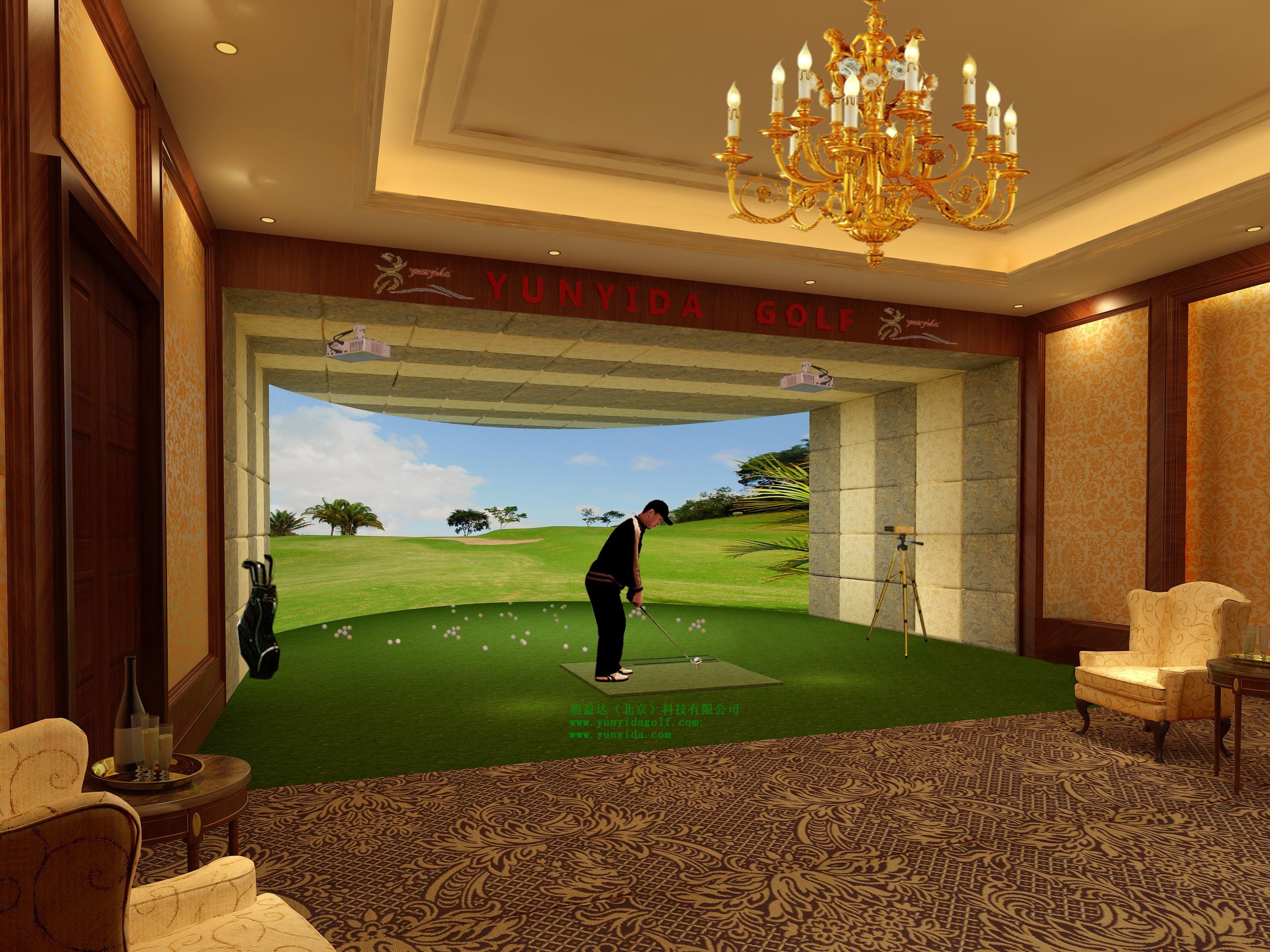 室内模拟高尔夫打球检测数据准确 将选手打高尔夫球后的距离 球速 抛物线